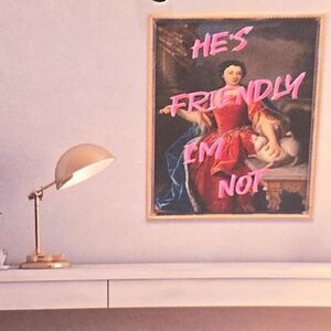 Altered Art "He's Friendly, I Am Not" Framed Canvas Wall Decor